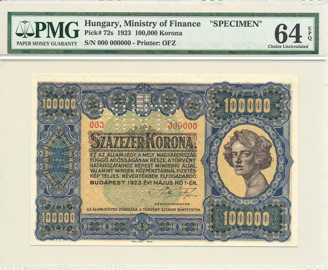 100 000 Korona 1923 (annulus) - front