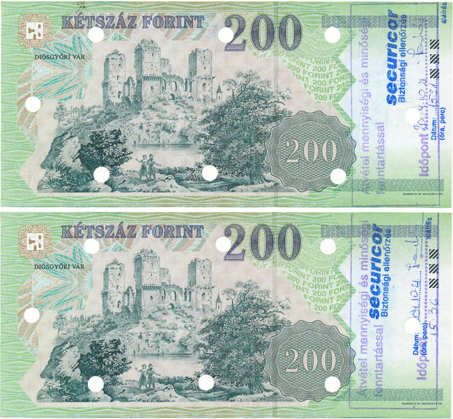 200 Forint 2004 (misprint - consecutive serial numbers 2 pcs) - back