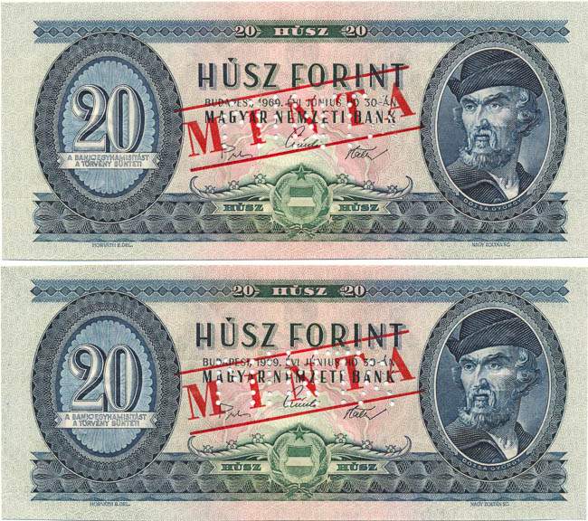 20 Forint 1969 C 000 (MINTA - 2 pcs) - front