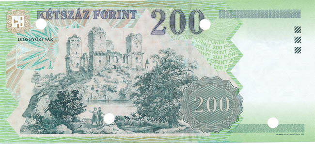 200 Forint 2004 FB (misprint) - back