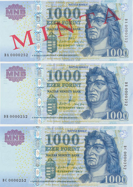 1000 Forint 2011 (3 ks) - averz