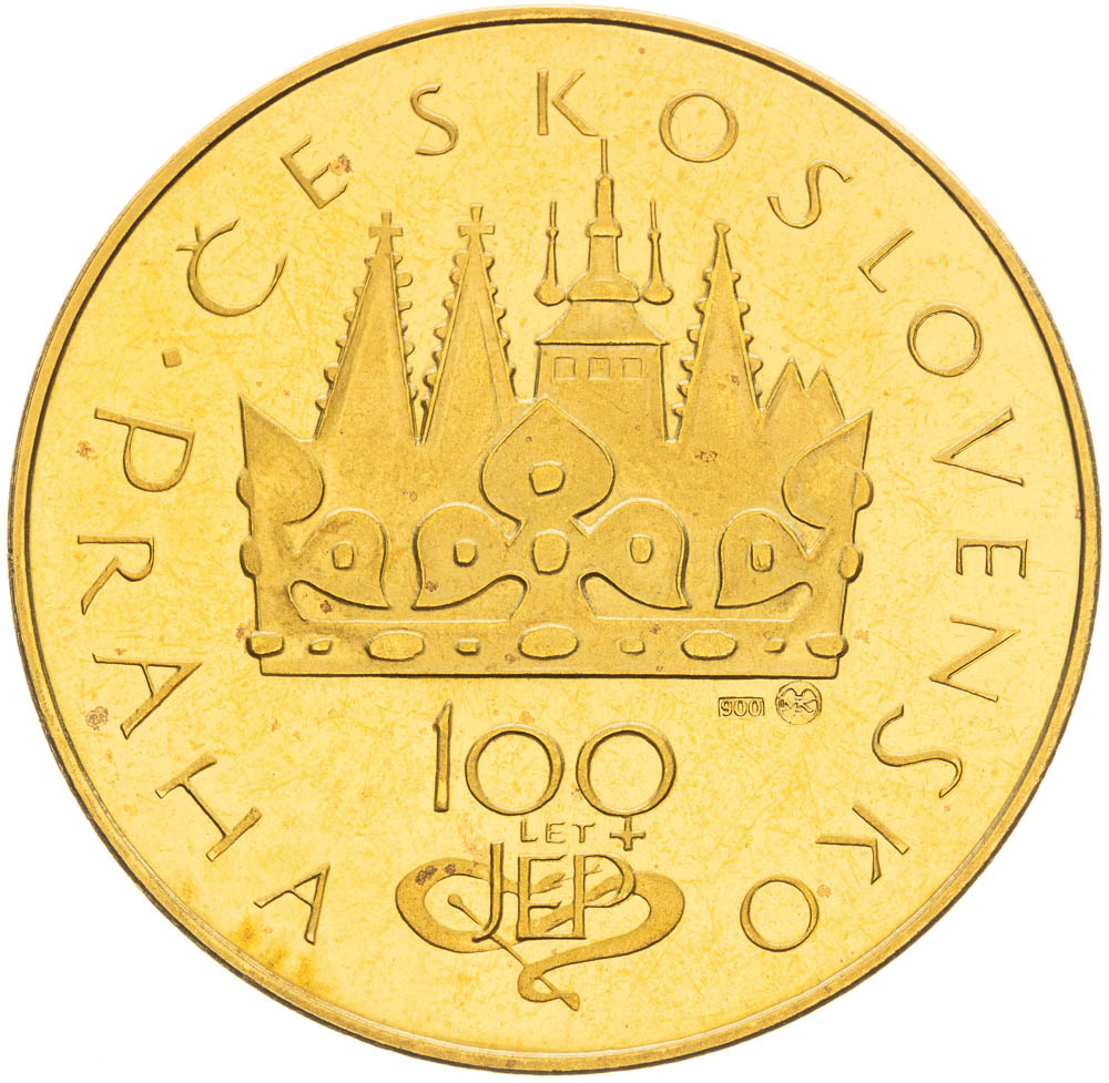Gold medal and 25 Koruna 1969 (2 pcs) - back