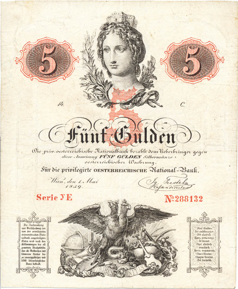 5 Gulden 1859 - averz