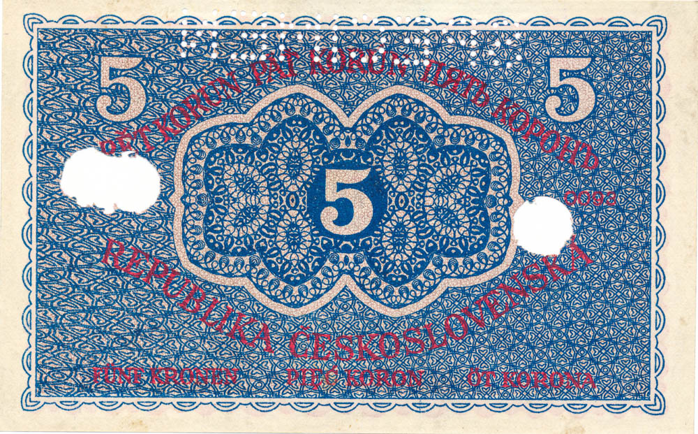5 Koruna 1919 - back