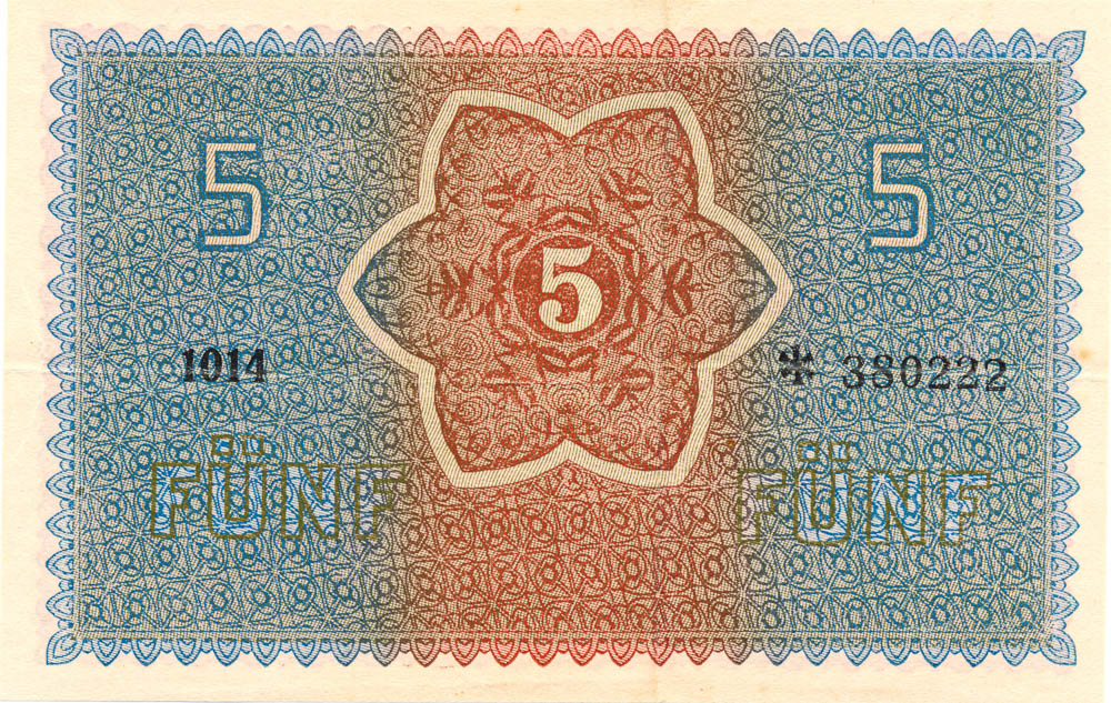 5 Koruna (1919) (trial print) - front