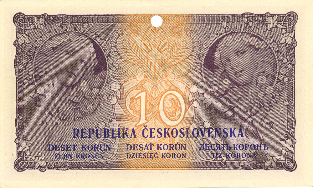 10 Koruna 1919 (perforated) - back