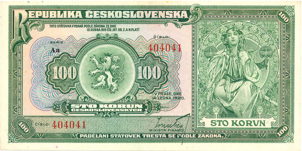 100 Koruna 1920 - front