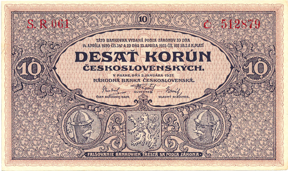 10 Koruna 1927 - front