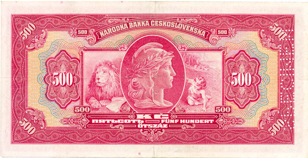 500 Koruna 1929 (perforated) - back
