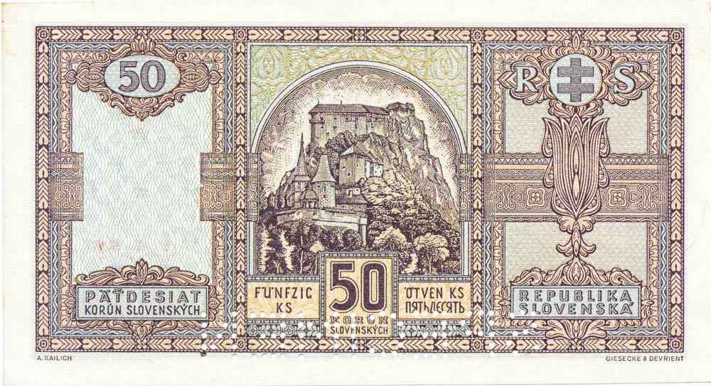 50 Koruna 1940 (bank specimen) - back
