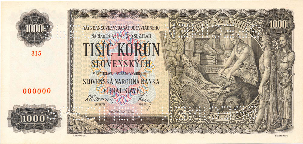 1000 Koruna 1940 (annulus) - front