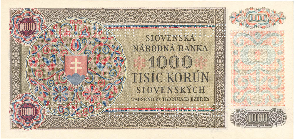 1000 Koruna 1940 (annulus) - back