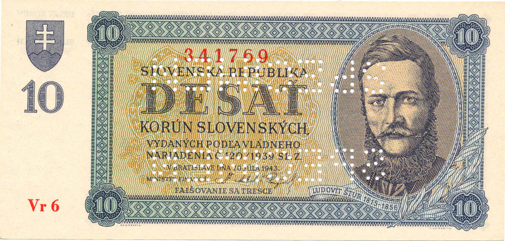 10 Koruna 1943 (bank specimen) - front