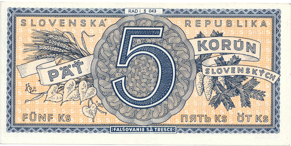 5 Koruna (1945) - front