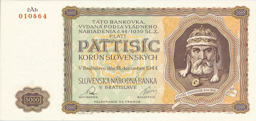 5000 Koruna 1944 - front