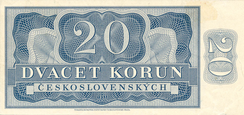 20 Koruna 1953 - back