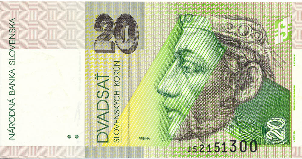 20 Koruna 1999 (faulty printing) - front