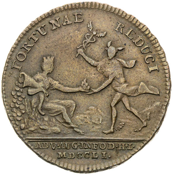 Medený žetón 1751 - reverz