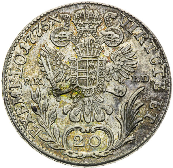 20 Grajciar 1775 - reverz