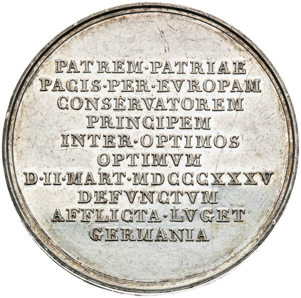 Strieborná medaila 1835 - reverz