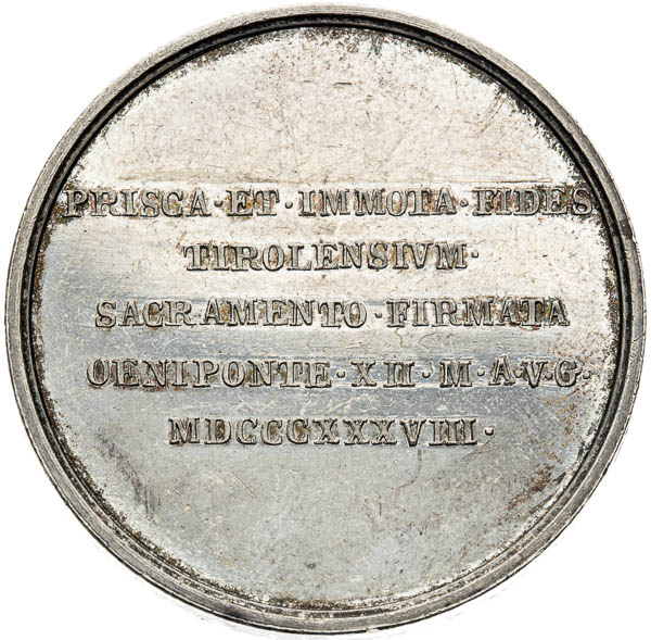 Strieborná medaila 1838 - reverz