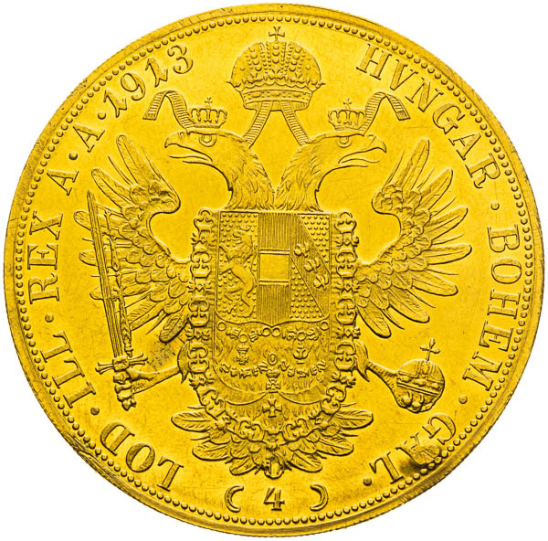 4 dukát 1913 (kontramarka) - reverz