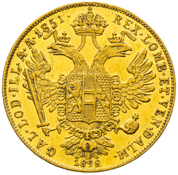 Dukát 1851/1898 - reverz