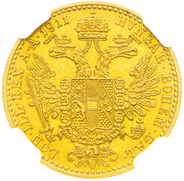 Dukát 1911 - reverz