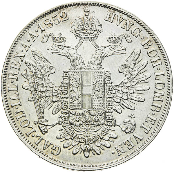 Konvenční toliar 1852 - reverz