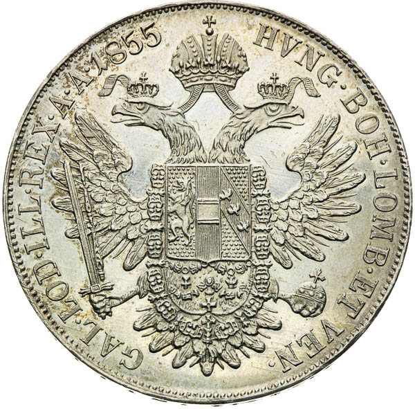 Konvenční toliar 1855 - reverz