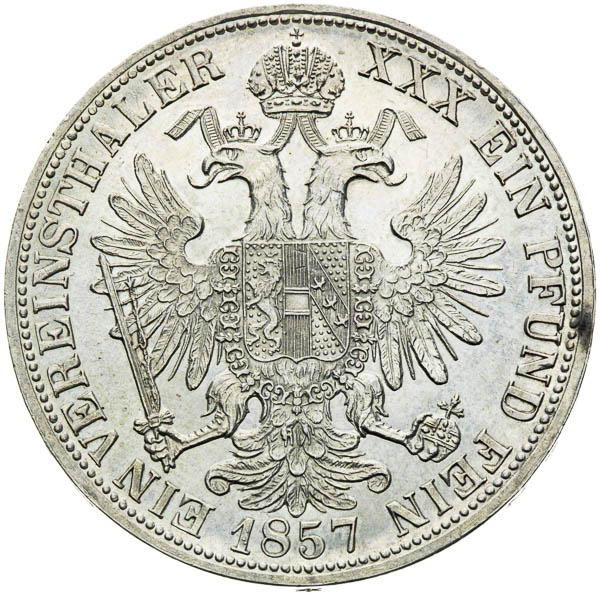 Spolkový toliar 1857 - reverz