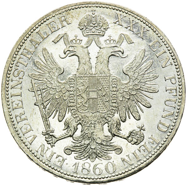 Spolkový toliar 1860 - reverz