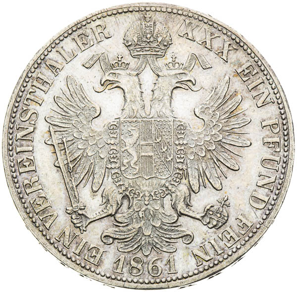 Spolkový toliar 1861 - reverz