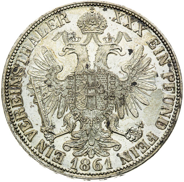 Spolkový toliar 1861 - reverz