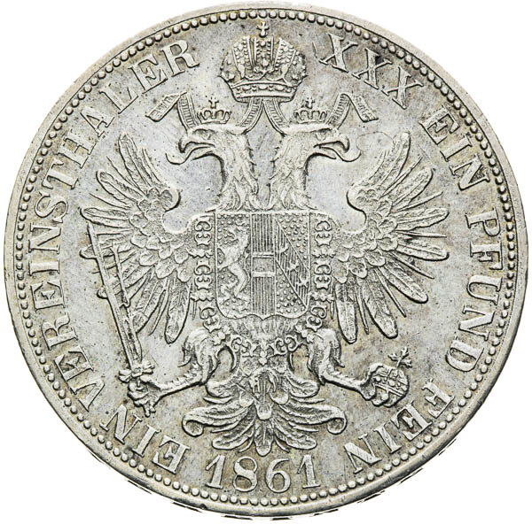 Spolkový toliar 1861 - reverz