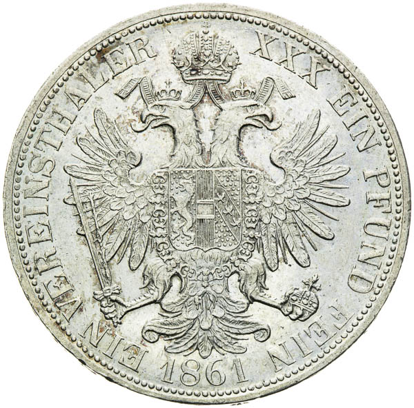 Spolkový toliar 1861 - reverz