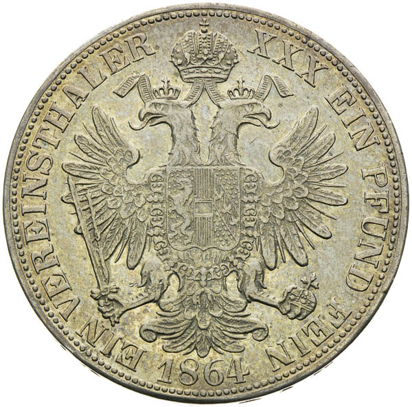 Spolkový toliar 1864 - reverz
