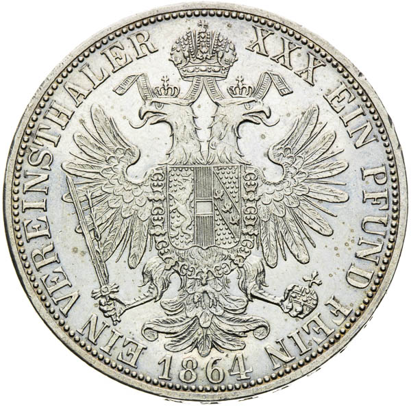 Spolkový toliar 1864 - reverz