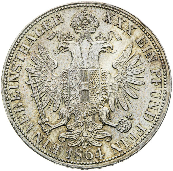 Spolkový toliar 1864 - reverz