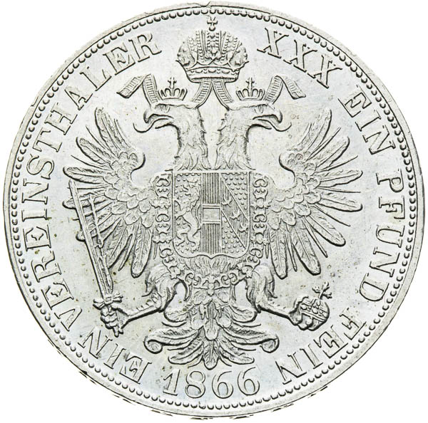 Spolkový toliar 1866 - reverz