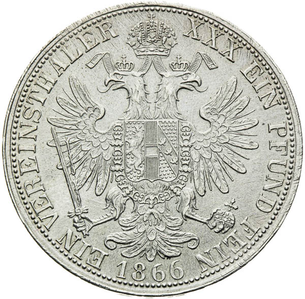 Spolkový toliar 1866 - reverz