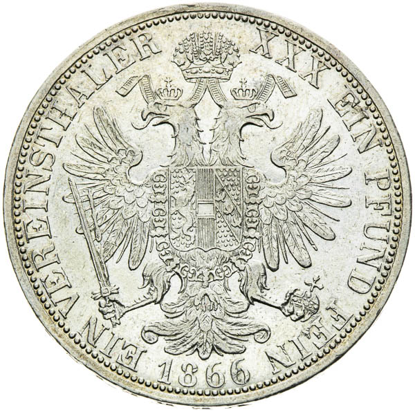 Spolkový toliar 1866 - reverz