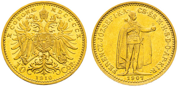 10 Korona 1907, 1910 (2 ks) - reverz