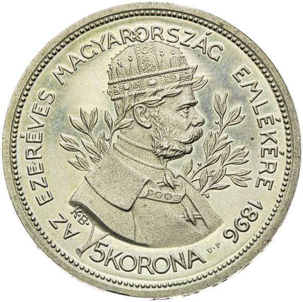 5 Korona 1896 (novorazba) - averz