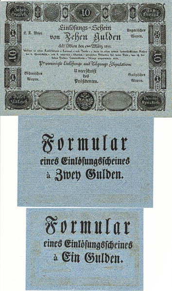 1,2,10,100 Gulden 1811 (3 ks) - reverz
