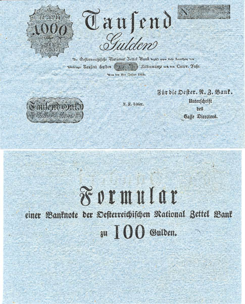 100, 500, 1000 Gulden 1816 (2 ks) - reverz