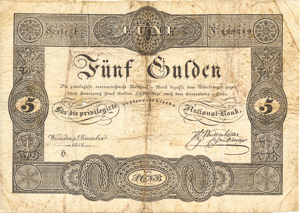 5 Gulden 1833 - averz