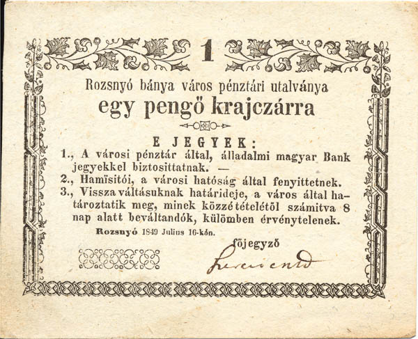 Grajciar 1849 - averz