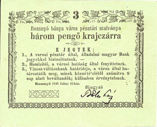 3 Grajciar 1849 - averz