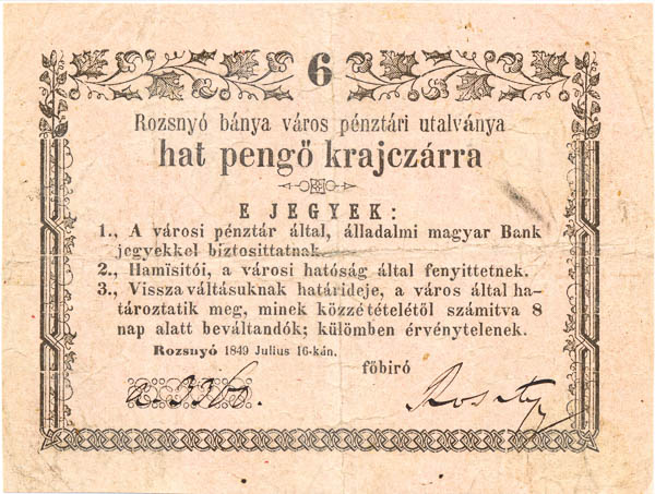 6 Grajciar 1849 - averz